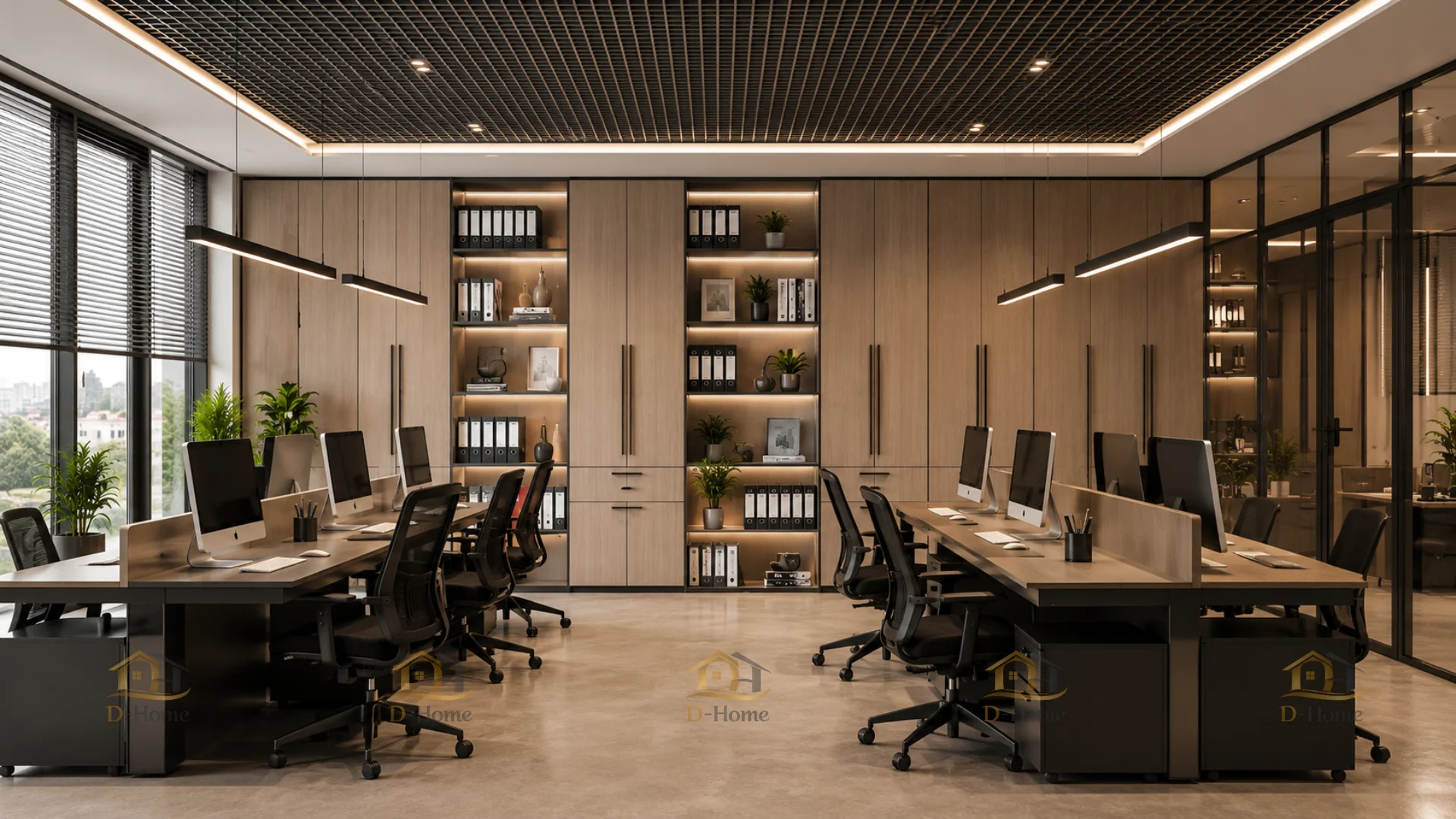 -Home có thể triển khai từng hạng mục riêng lẻ hoặc thi công nội thất văn phòng trọn gói từ thiết kế