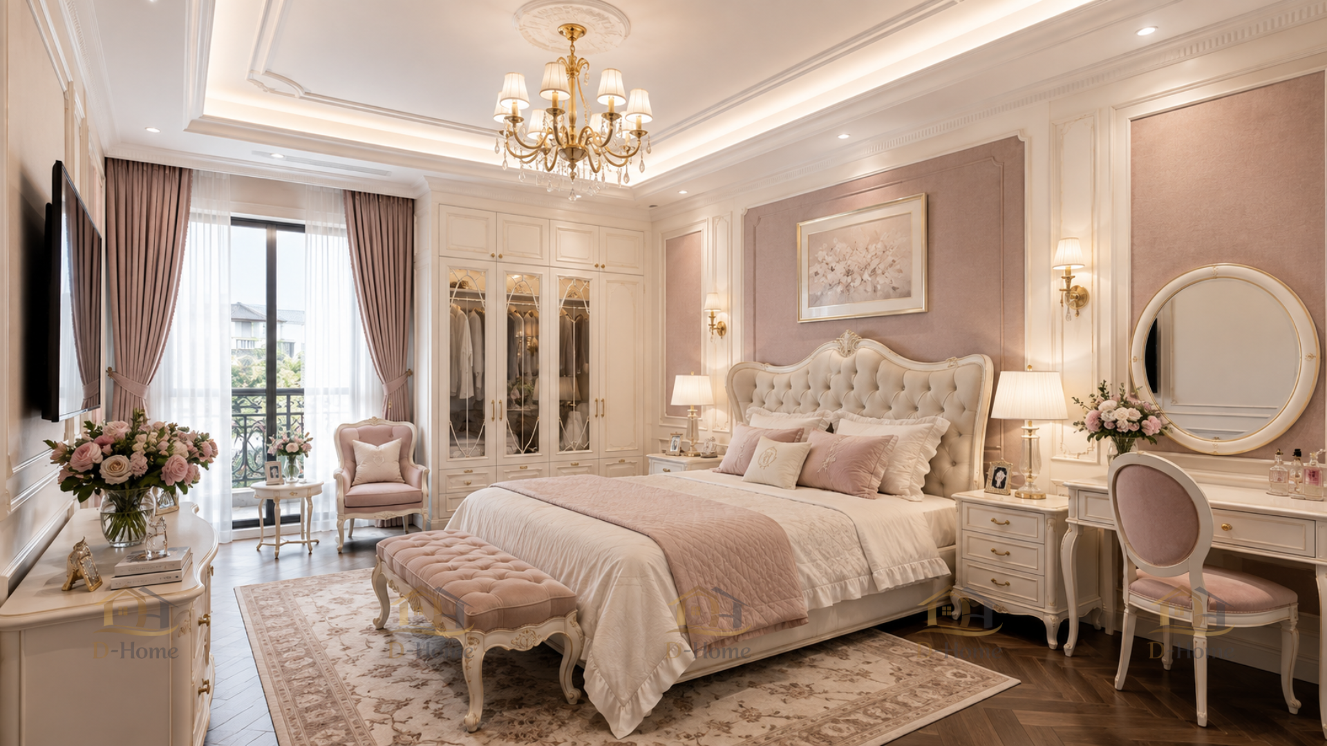 Thiết kế nội thất phòng ngủ con gái – Nhẹ nhàng, nữ tính với sắc hồng pastel