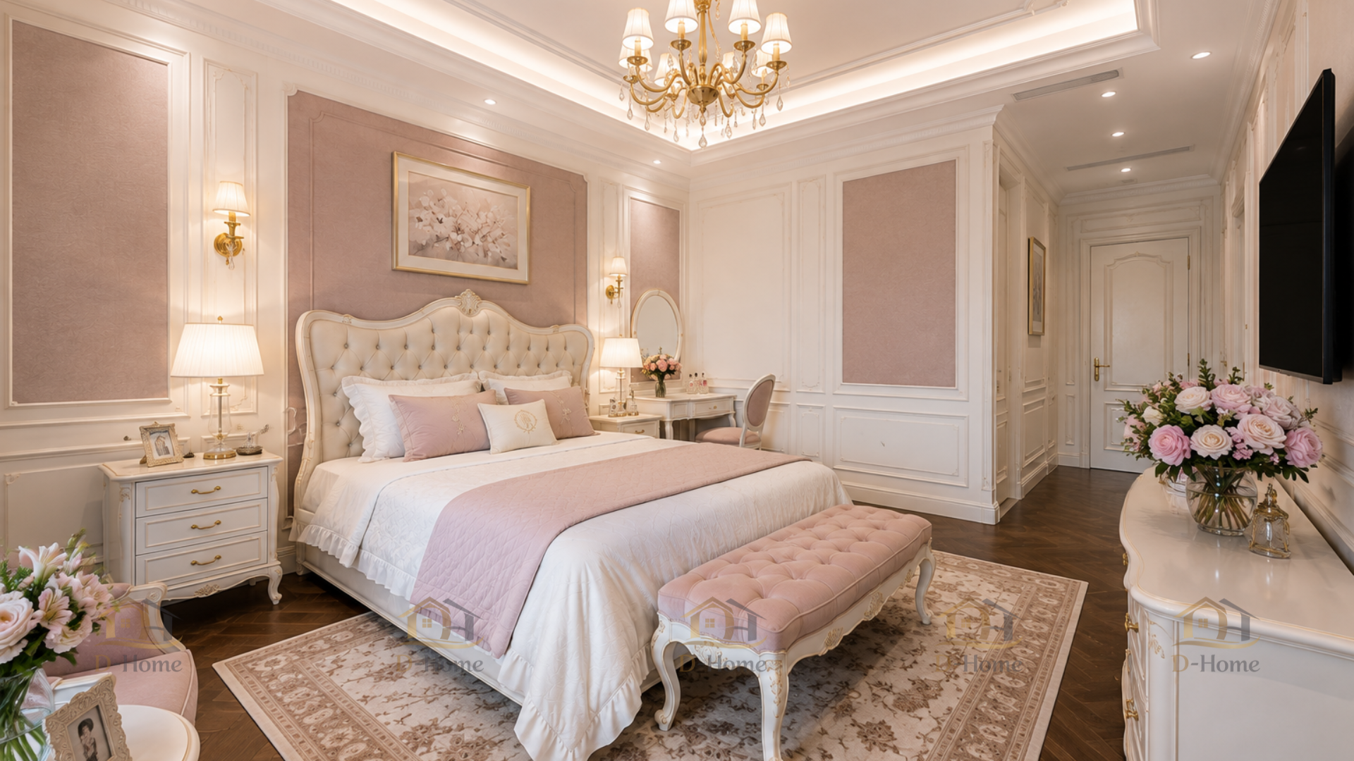 Thiết kế nội thất phòng ngủ con gái – Nhẹ nhàng, nữ tính với sắc hồng pastel