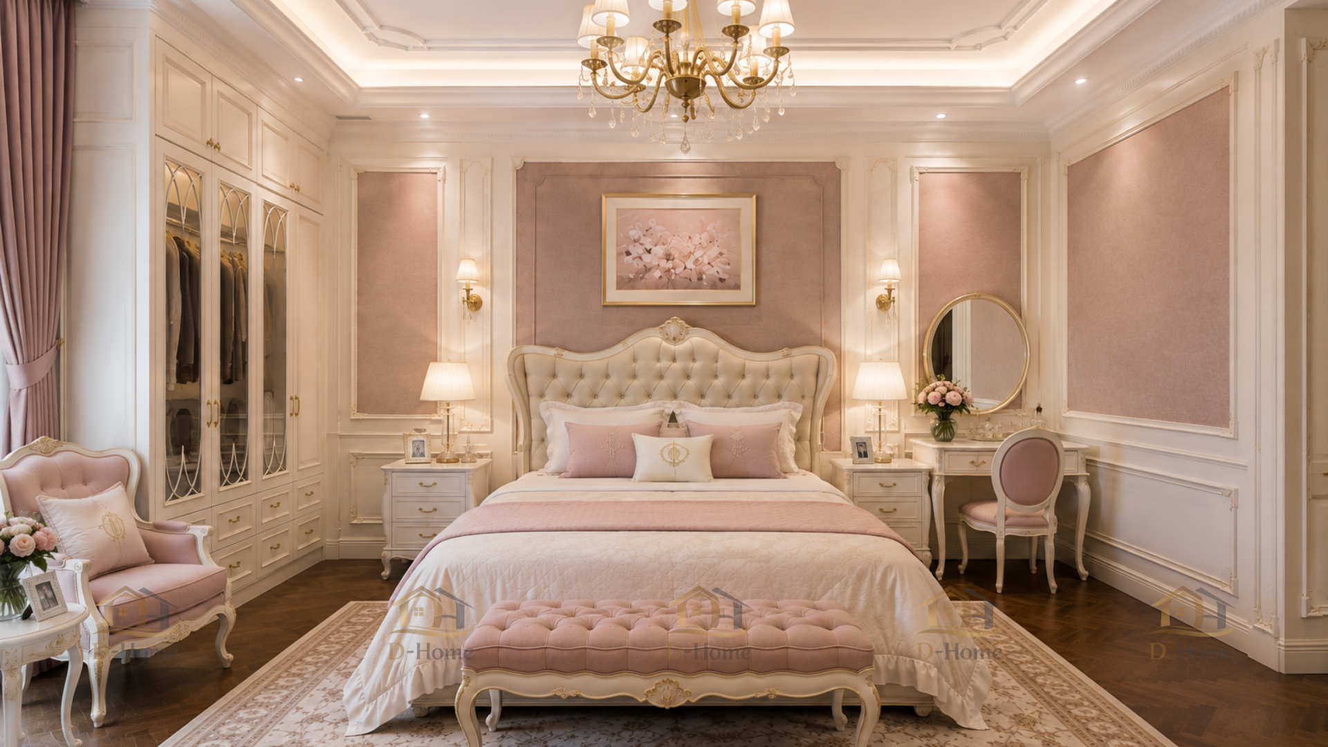 Thiết kế nội thất phòng ngủ con gái – Nhẹ nhàng, nữ tính với sắc hồng pastel