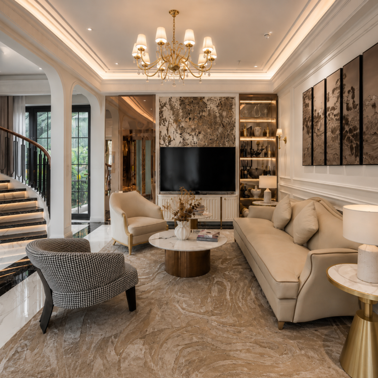 Thiết kế nội thất biệt thự tân cổ điển cao cấp 3 tầng 400m2