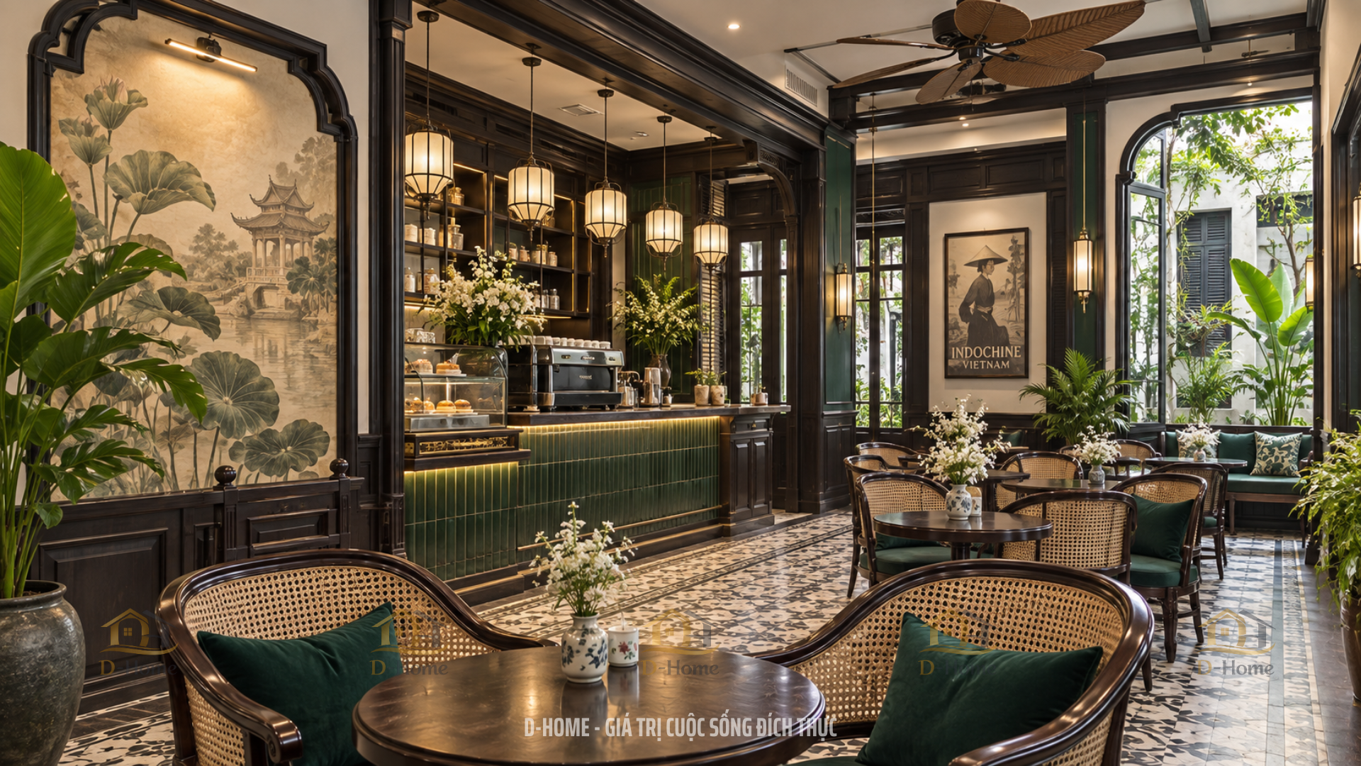 Thiết Kế Quán Cafe Phong Cách Indochine