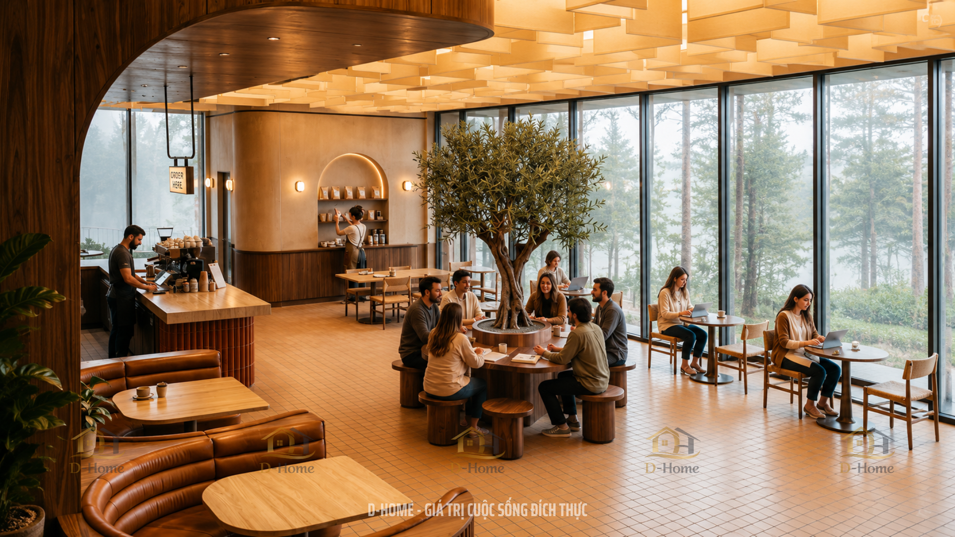 Mô hình thiết kế nội thất cafe kết hợp làm việc (co-working cafe)