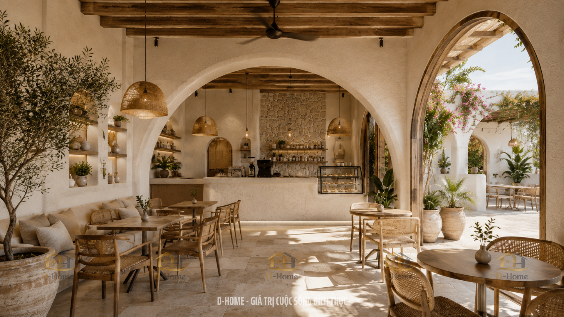 Thiết Kế Quán Cafe Phong Cách Địa Trung Hải