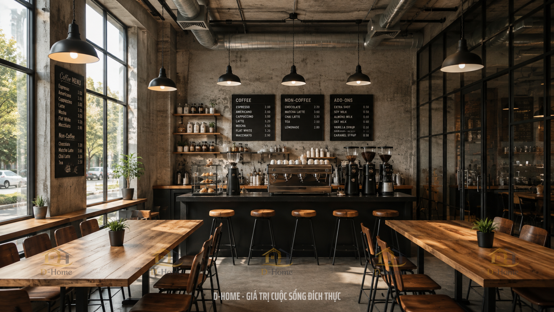 Thiết Kế Quán Cafe Phong Cách Công Nghiệp (Industrial)