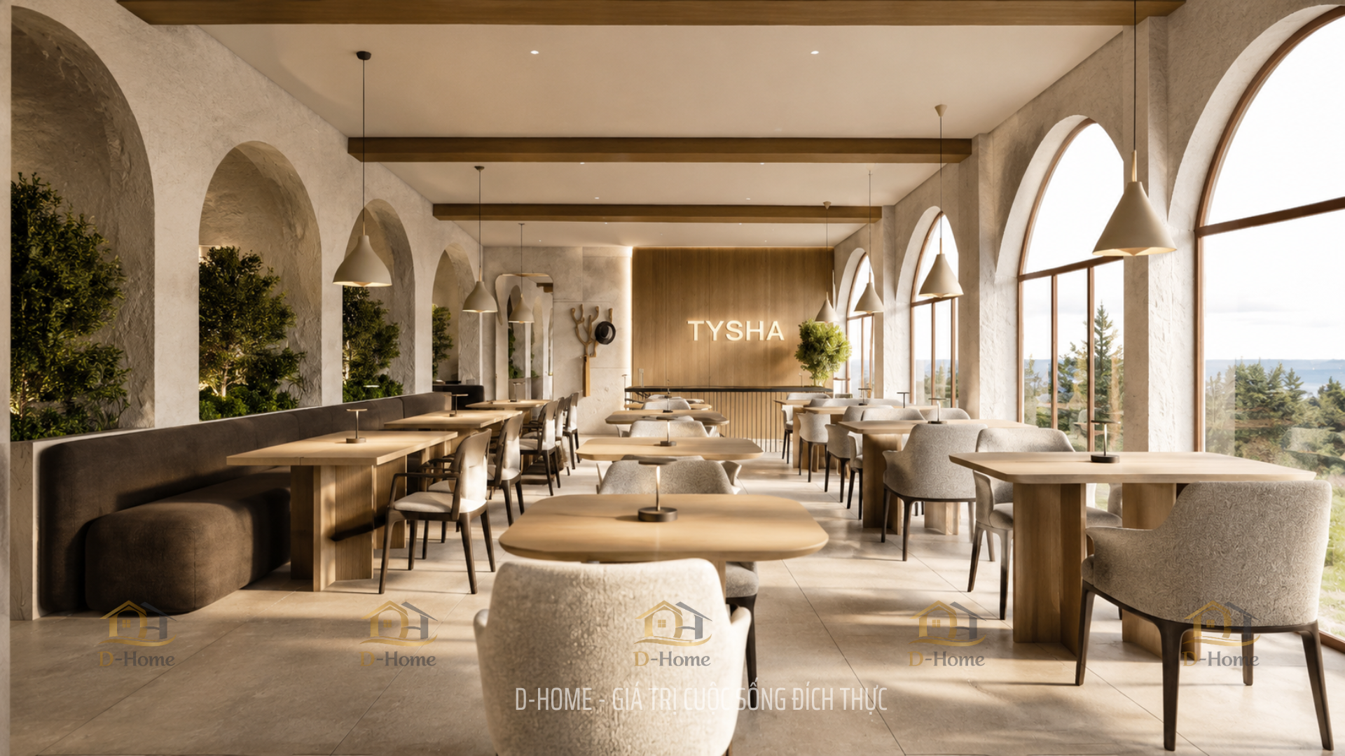 Thiết kế nội thất nhà hàng cao cấp 150m² phong cách Địa Trung Hải - Anh V