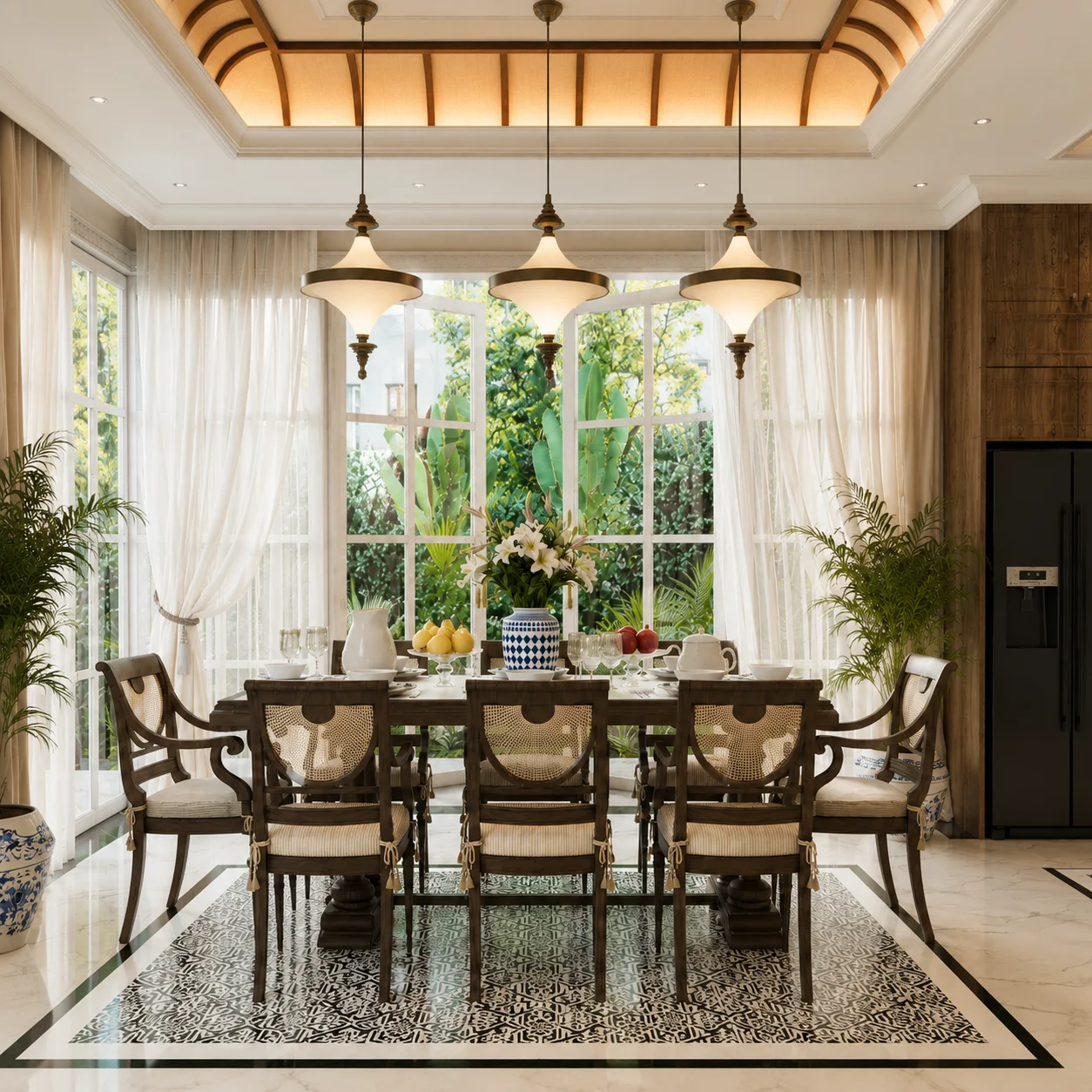 Thiết kế nội thất phòng bếp biệt thự phong cách Indochine
