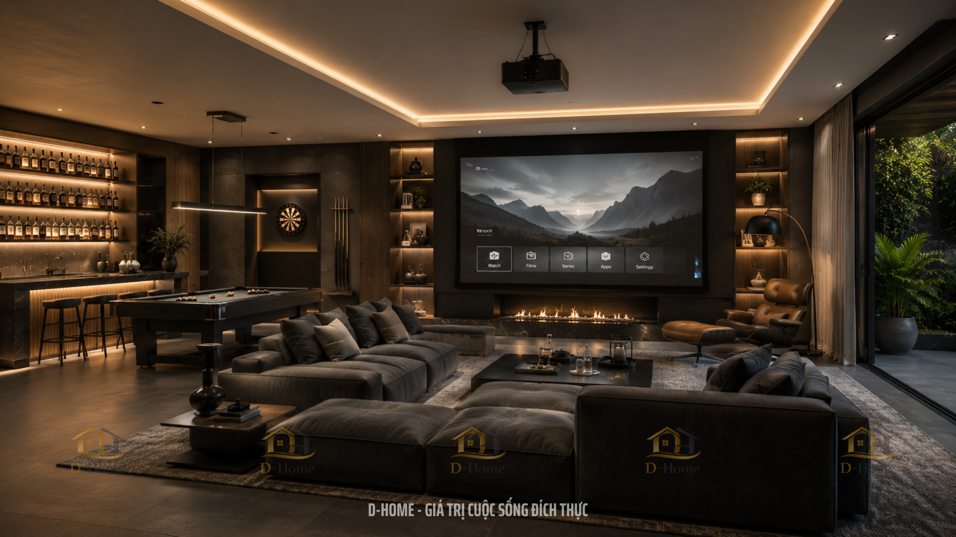 Phong cách Hiện đại (Modern) luôn là lựa chọn hàng đầu trong thiết kế phòng giải trí