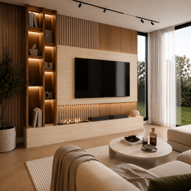 Thiết kế nội thất phòng khách nhà phố phong cách tối giản 40m2