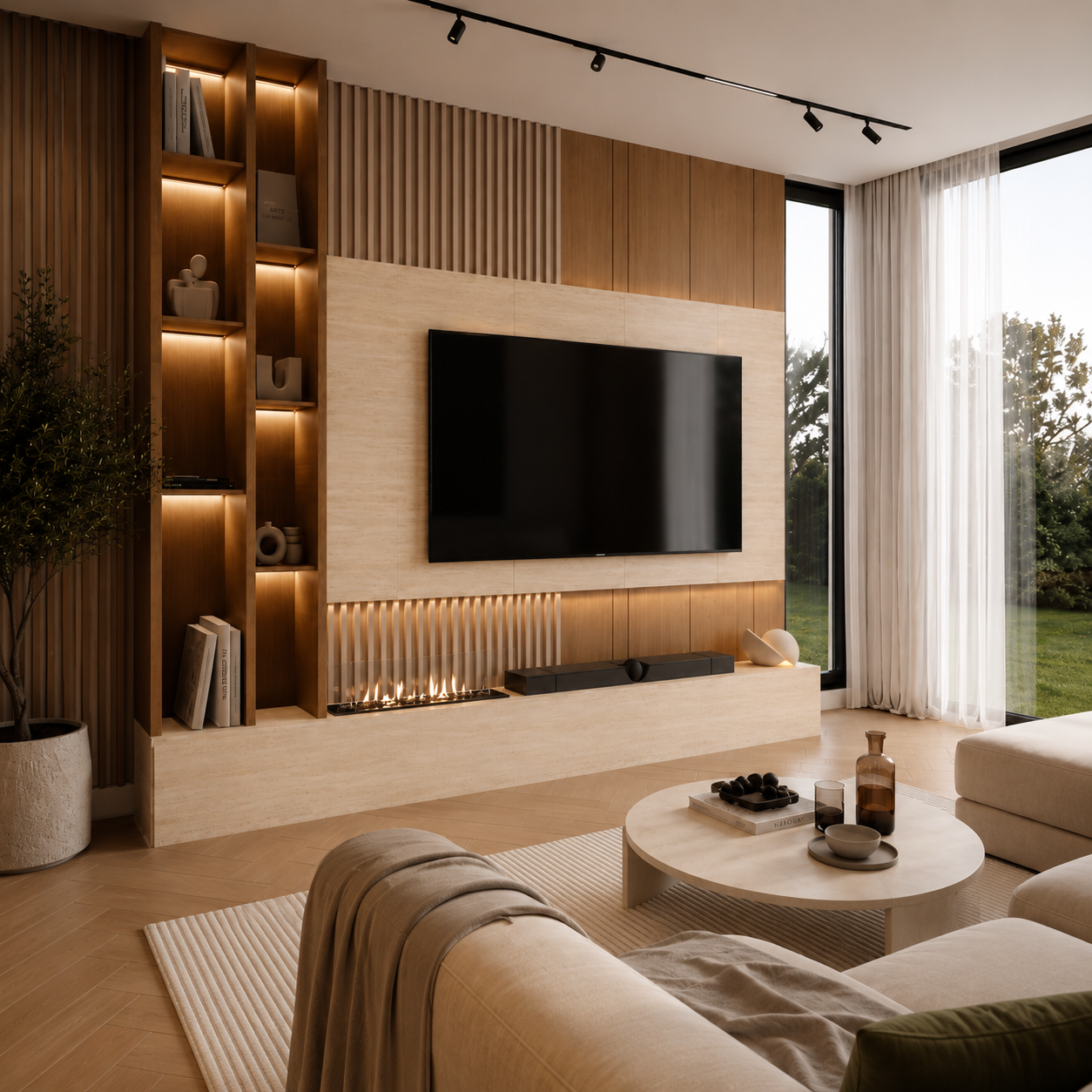 Thiết kế nội thất phòng khách nhà phố phong cách tối giản 40m2