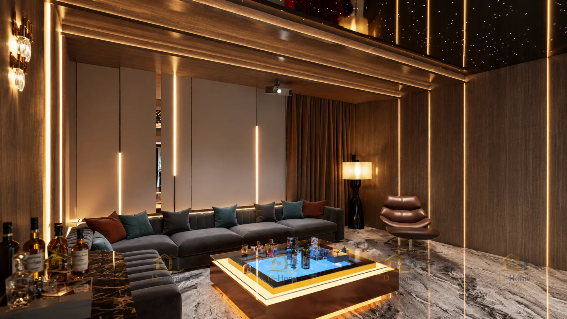 Thiết kế phòng hát karaoke tại nhà gia đình 30m² – Không gian giải trí cao cấp hiện đại, sang trọng
