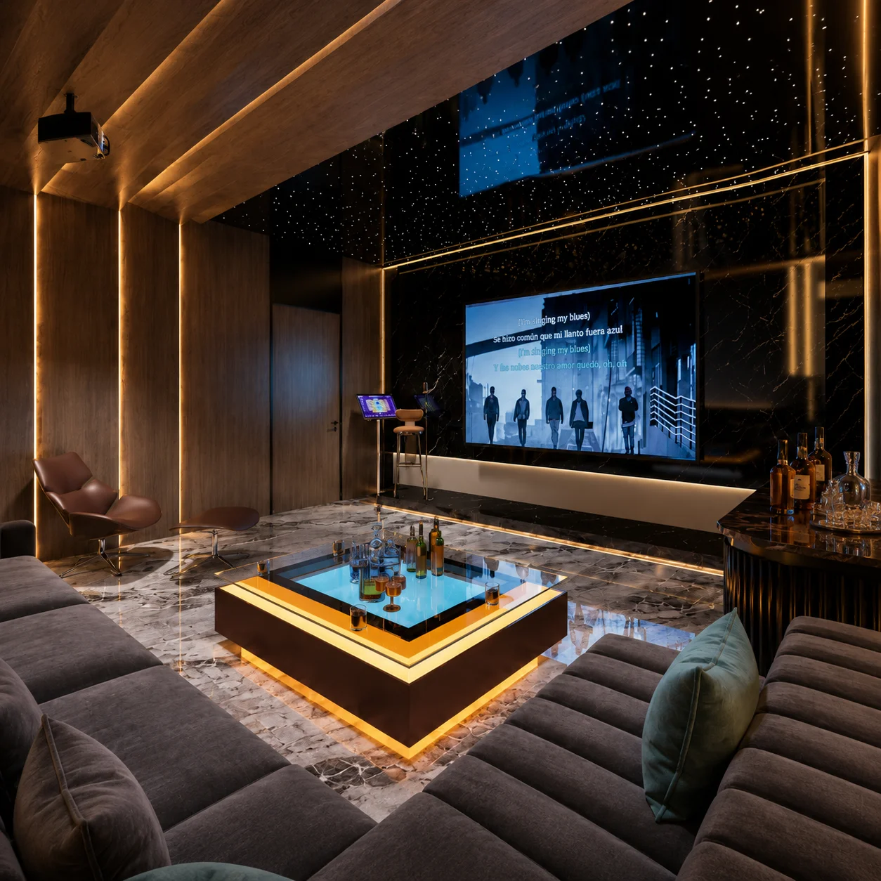 Thiết kế phòng hát karaoke tại nhà phong cách hiện đại 30m2