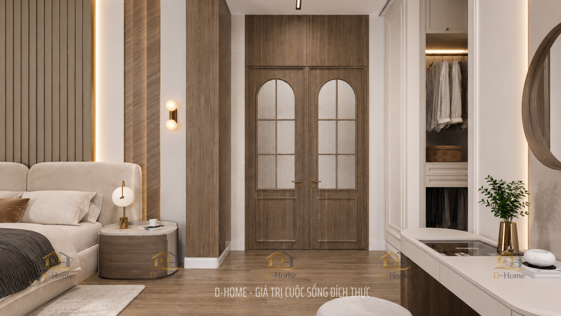 Thiết Kế Phòng Ngủ Tân Cổ Điển 35m² Tối Ưu Công Năng Với Phòng Thay Đồ & Phòng Tắm Cao Cấp