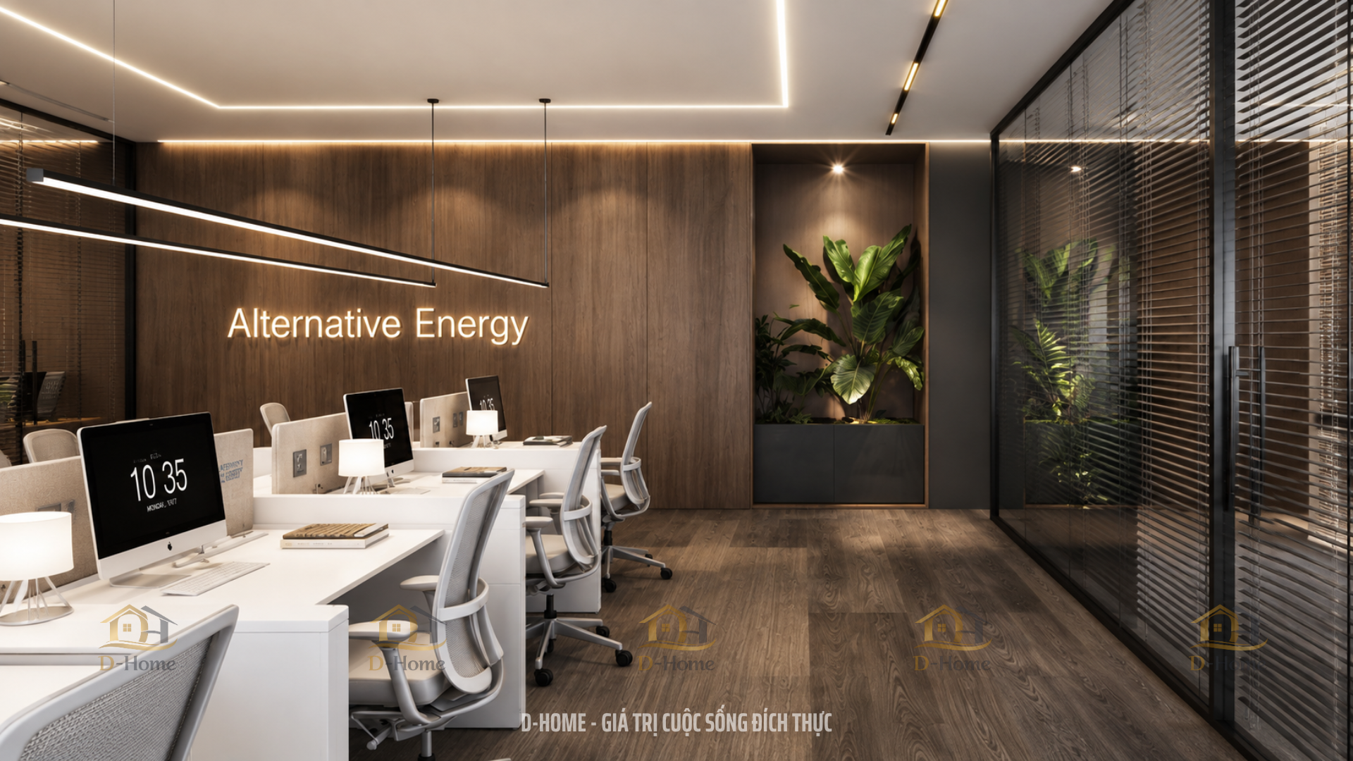 D-Home đồng hành cùng doanh nghiệp kiến tạo một không gian văn phòng không gian mở rộng 300m² tại Quận 3, TP.HCM theo phong cách Modern Luxury