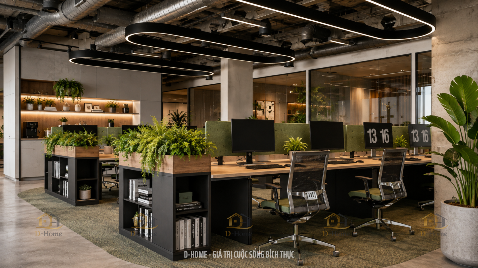 Dự án Thiết kế văn phòng xanh cao cấp hiện đại 450m² tại Thủ Đức – Không gian làm việc chuyên nghiệp chuẩn Biophilic Design