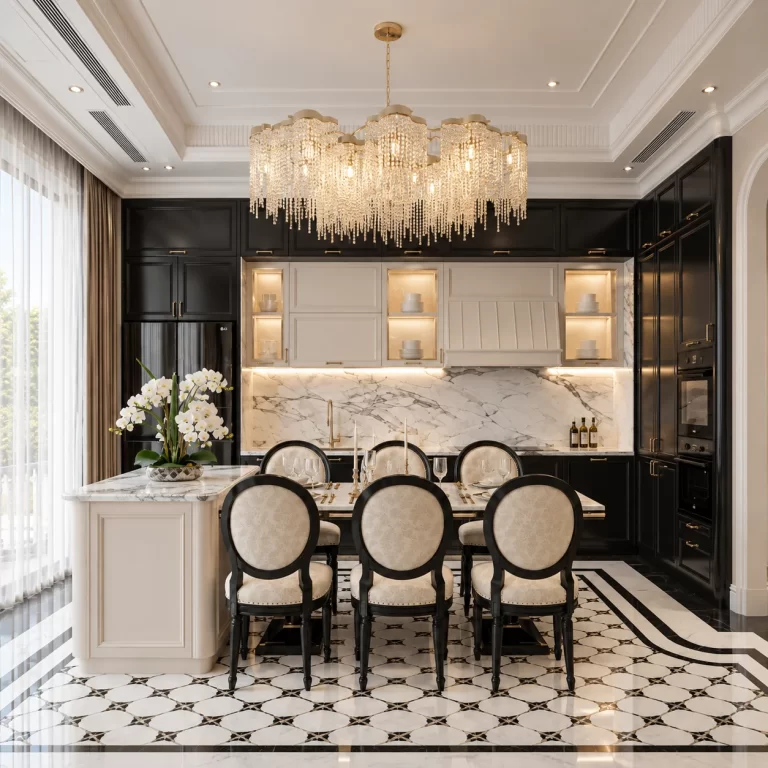 Hoàn thiện nội thất phòng bếp biệt thự tân cổ điển 60m2 - Gò vấp
