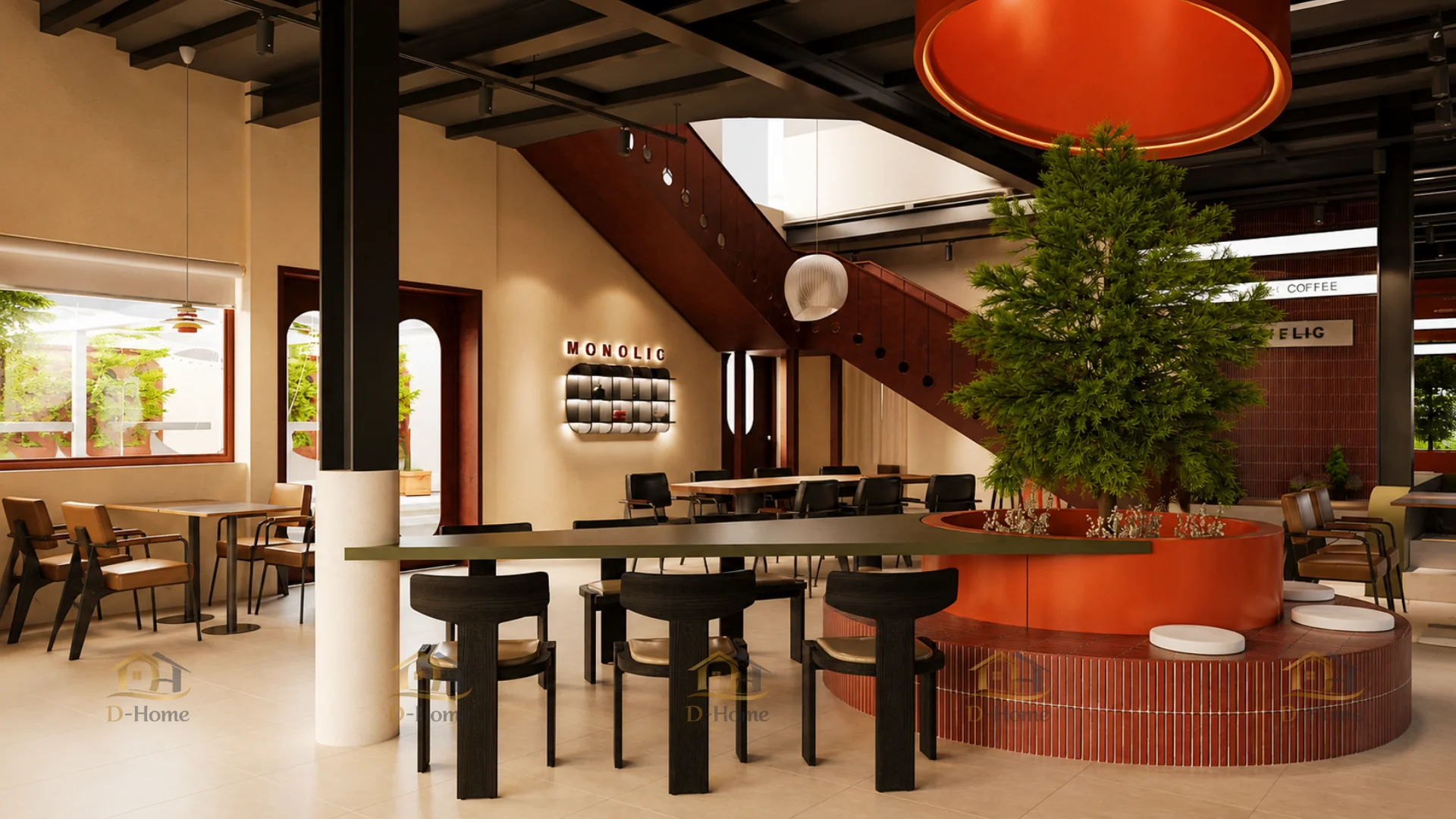 Hoàn thiện nội thất quán cafe 90m2 phong cách Industrial - Anh V