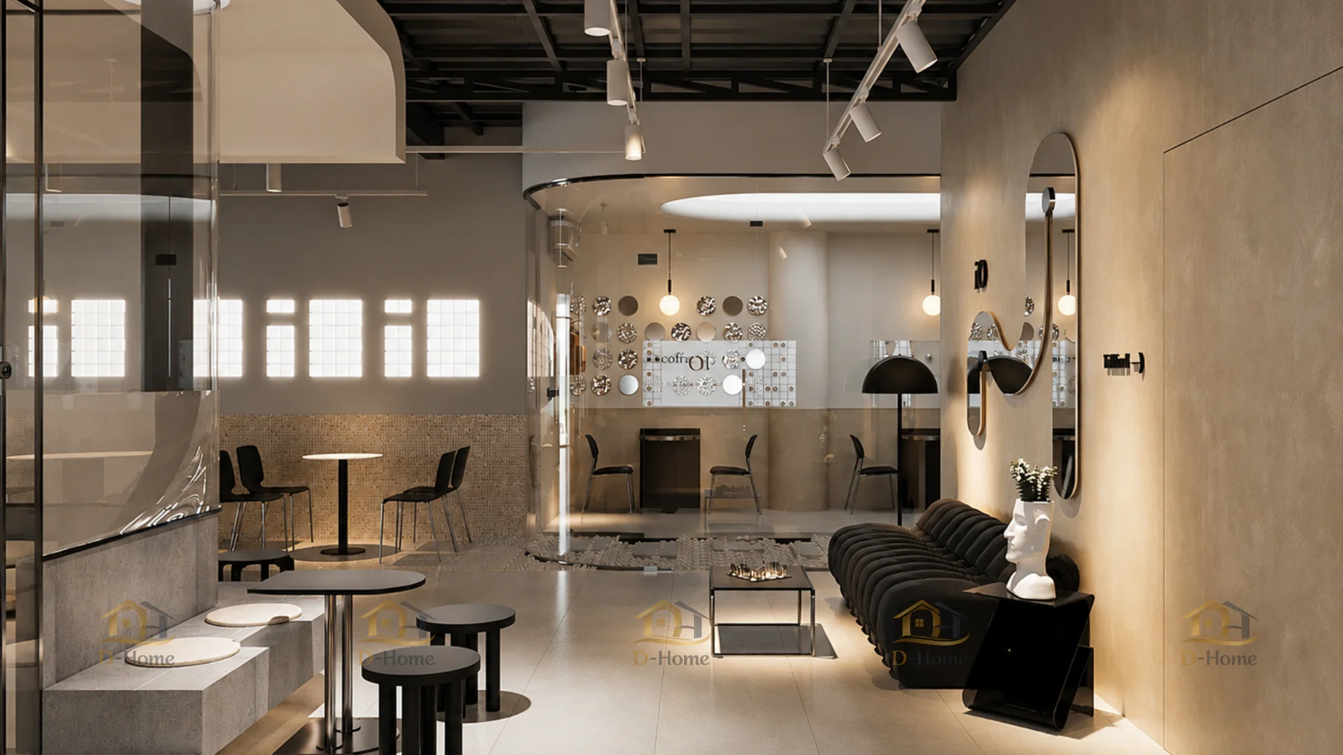 Trần khung đen – điểm nhấn Modern mạnh mẽ