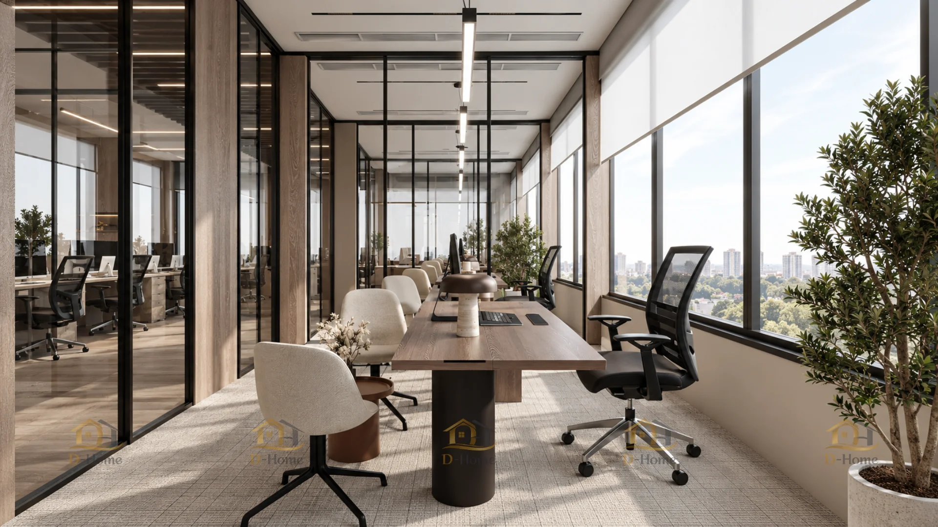 Dự án Hoàn thiện nội thất văn phòng 400m² – Không gian hiện đại, chuyên nghiệp và tối ưu công năng cho doanh nghiệp