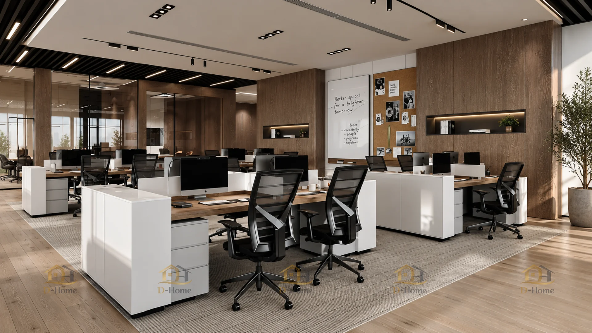 Hoàn thiện nội thất văn phòng 400m2 phong cách hiện đại - 7 phòng chức năng