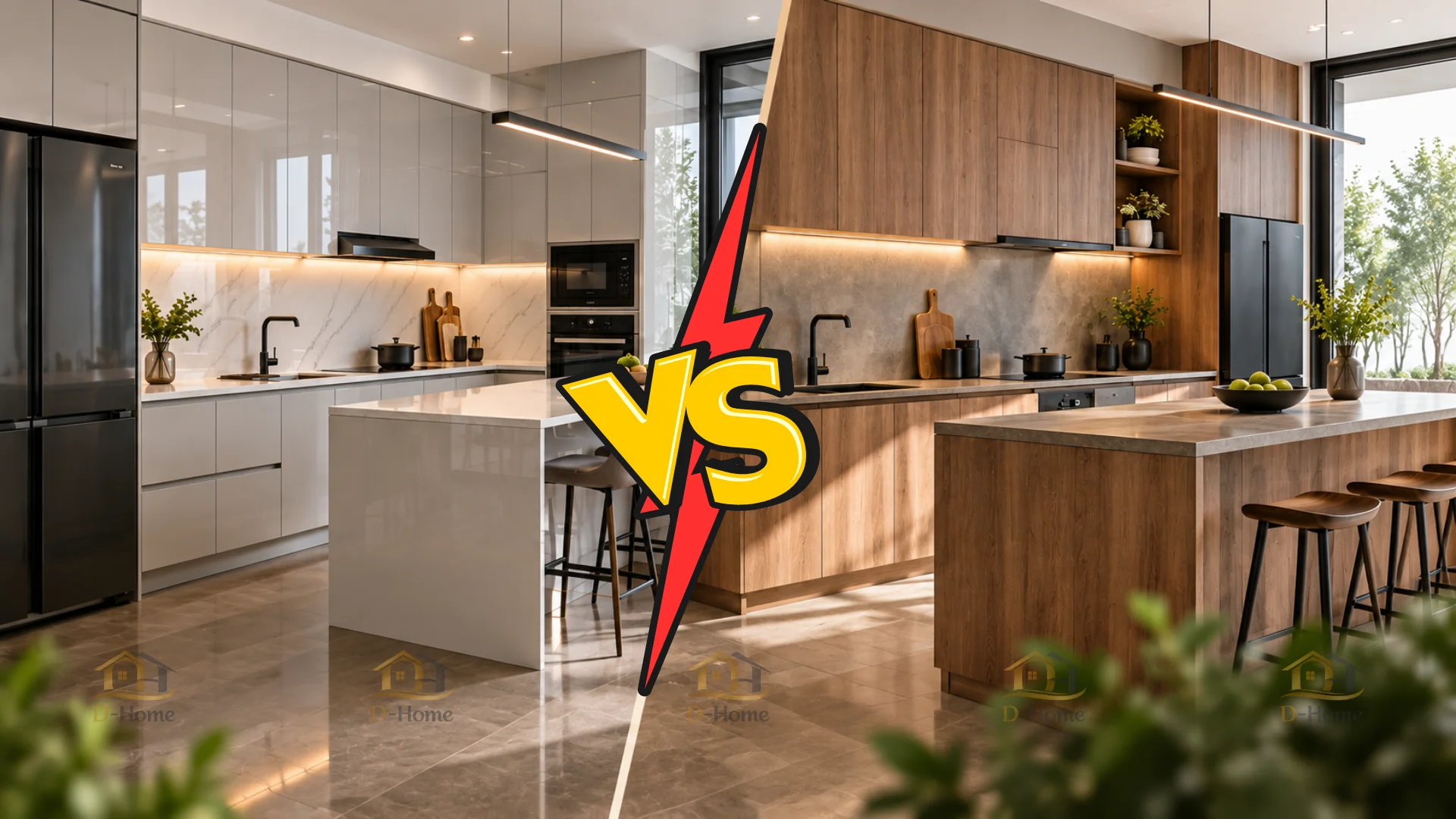 Nên làm tủ bếp nhựa hay gỗ công nghiệp? Ưu nhược điểm