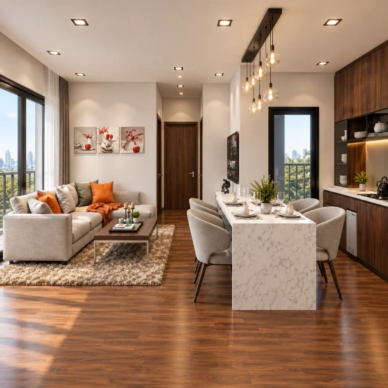 Dự án hoàn thiện nội thất phòng khách liền bếp chung cư Phú Cường Home - Q12