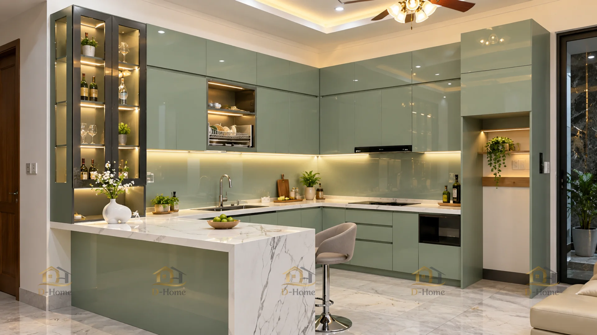 Tủ bếp nhựa cánh Acrylic
