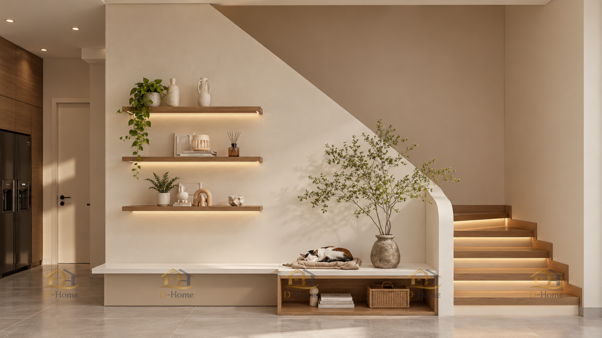 Tận dụng khoảng trống dưới cầu thang để tăng không gian lưu trữ