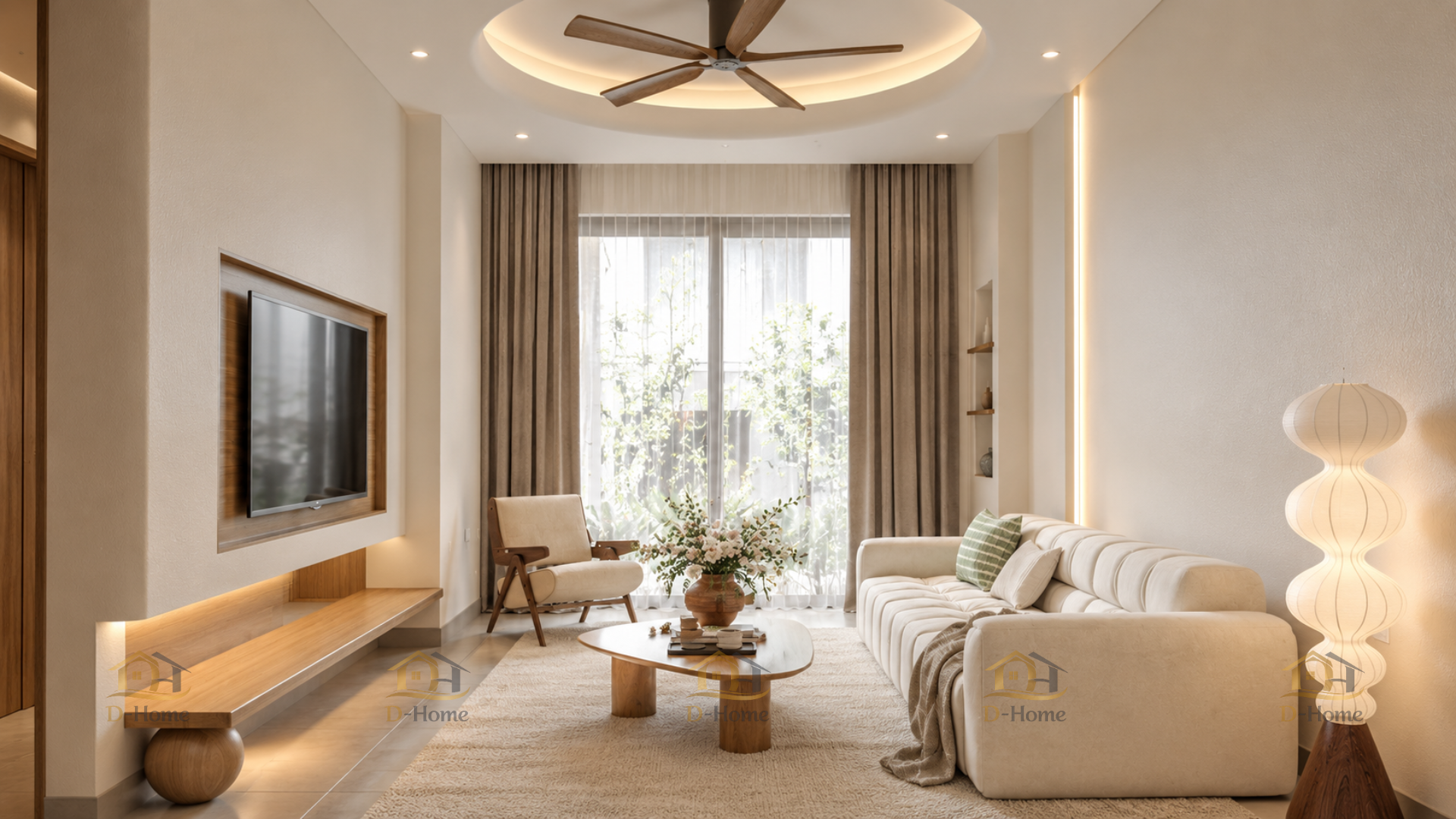 Dự án hoàn thiện nội thất phòng khách liên thông bếp nhà phố Q2 - Chị B