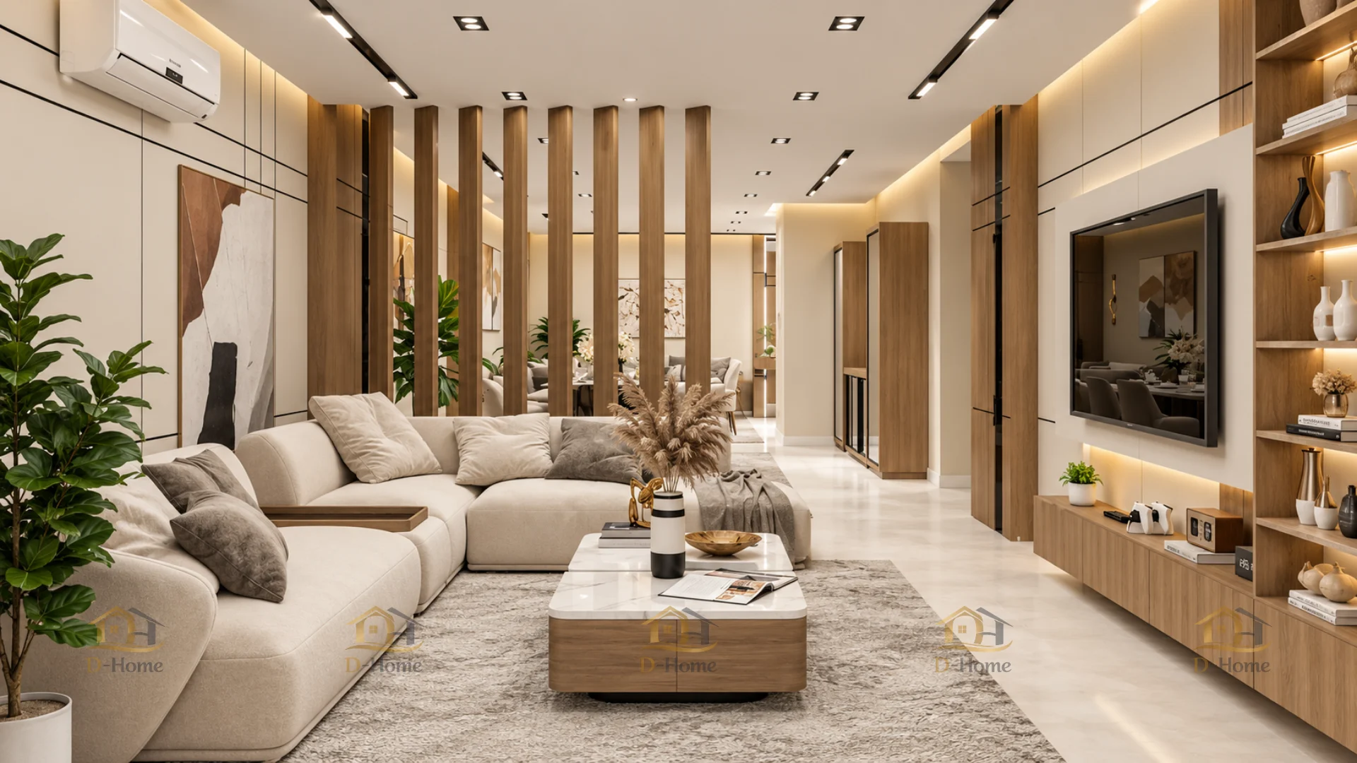 Bố trí bếp hài hòa với cửa chính và tổng thể mặt bằng