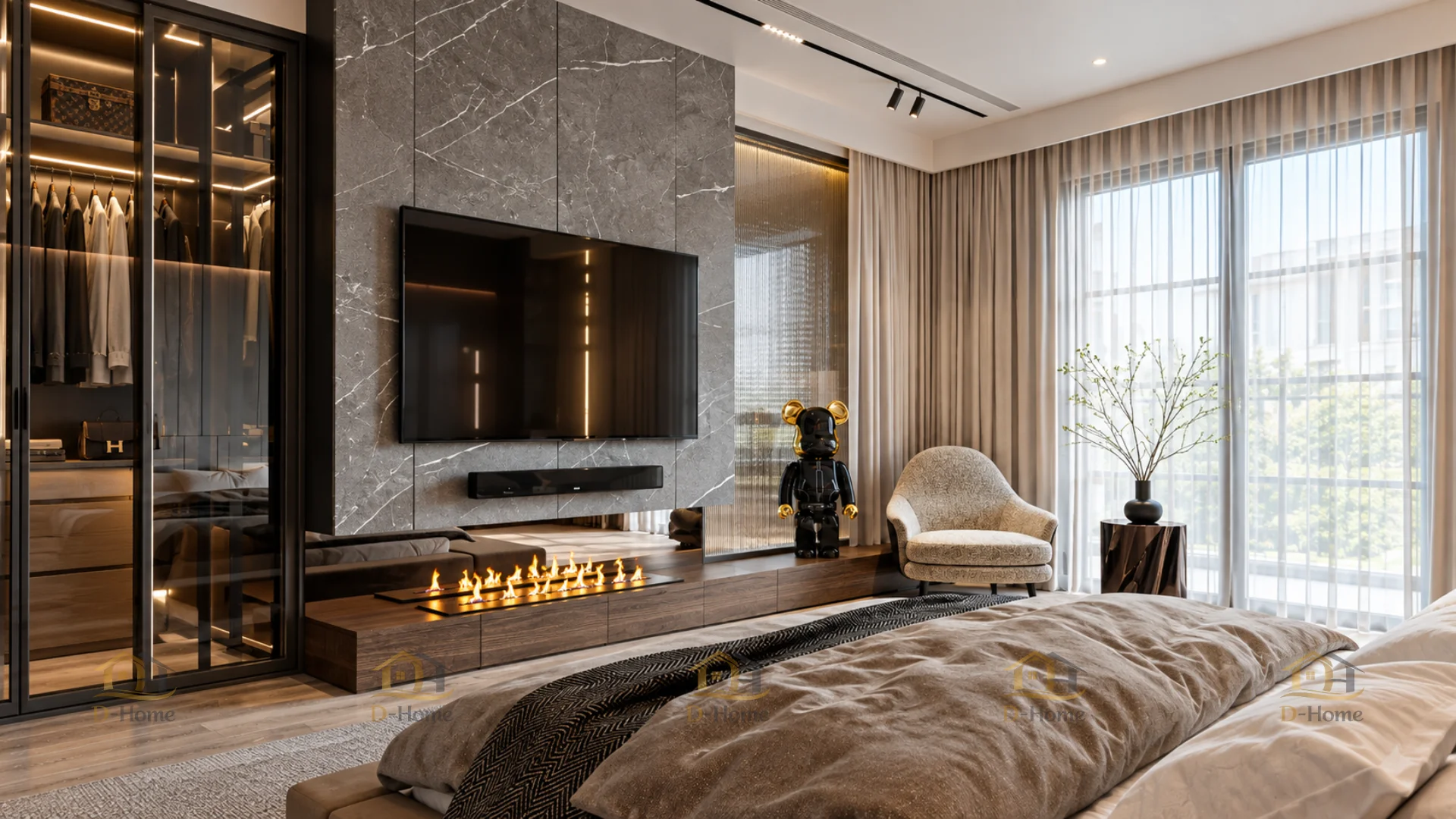 Dự án hoàn thiện nội thất phòng ngủ master có phòng thay đồ quận 3 - Anh L