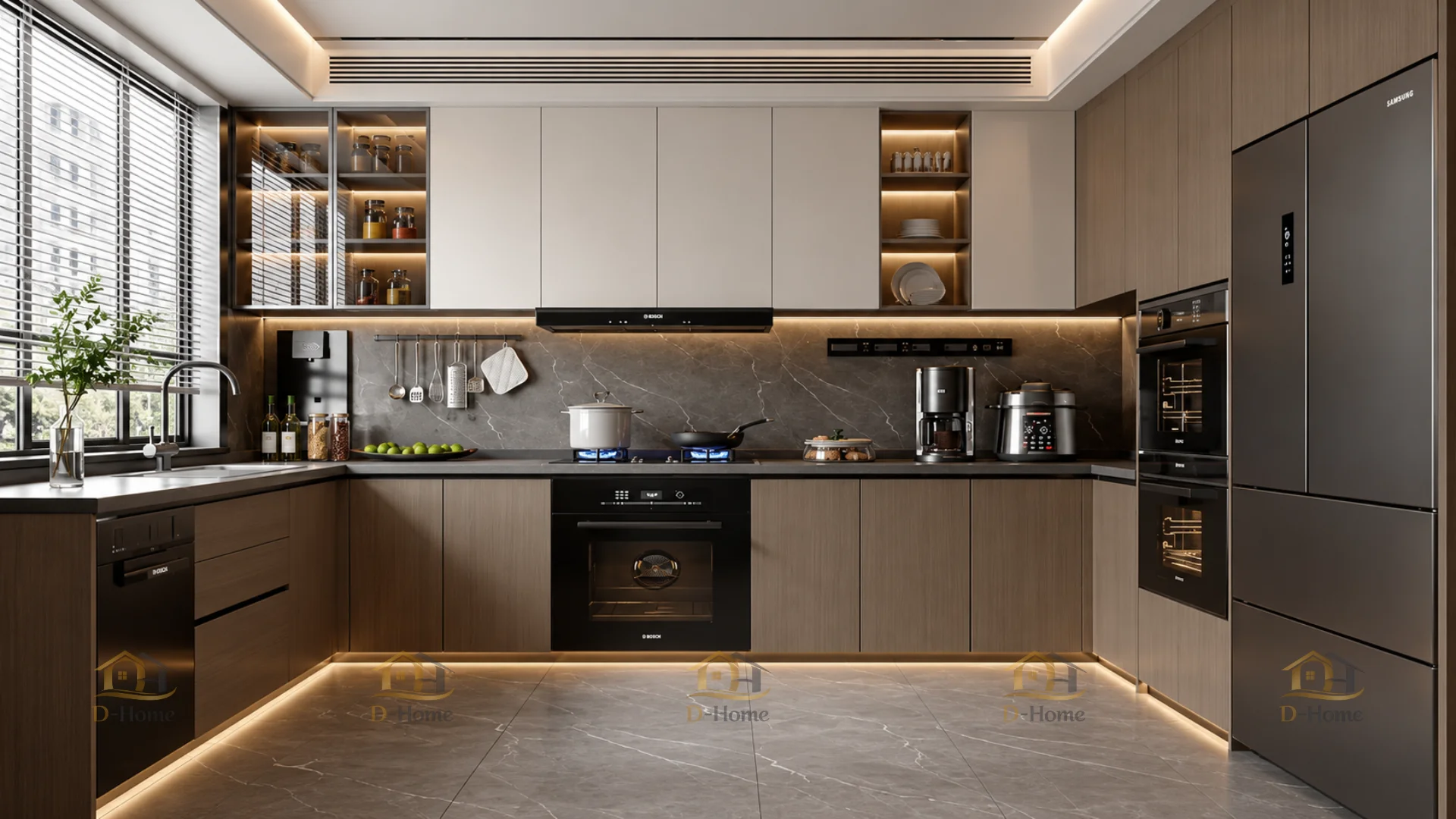 Khác với hiệu ứng bóng gương đặc trưng của Acrylic, Laminate có nhiều lựa chọn bề mặt mờ hoặc có vân
