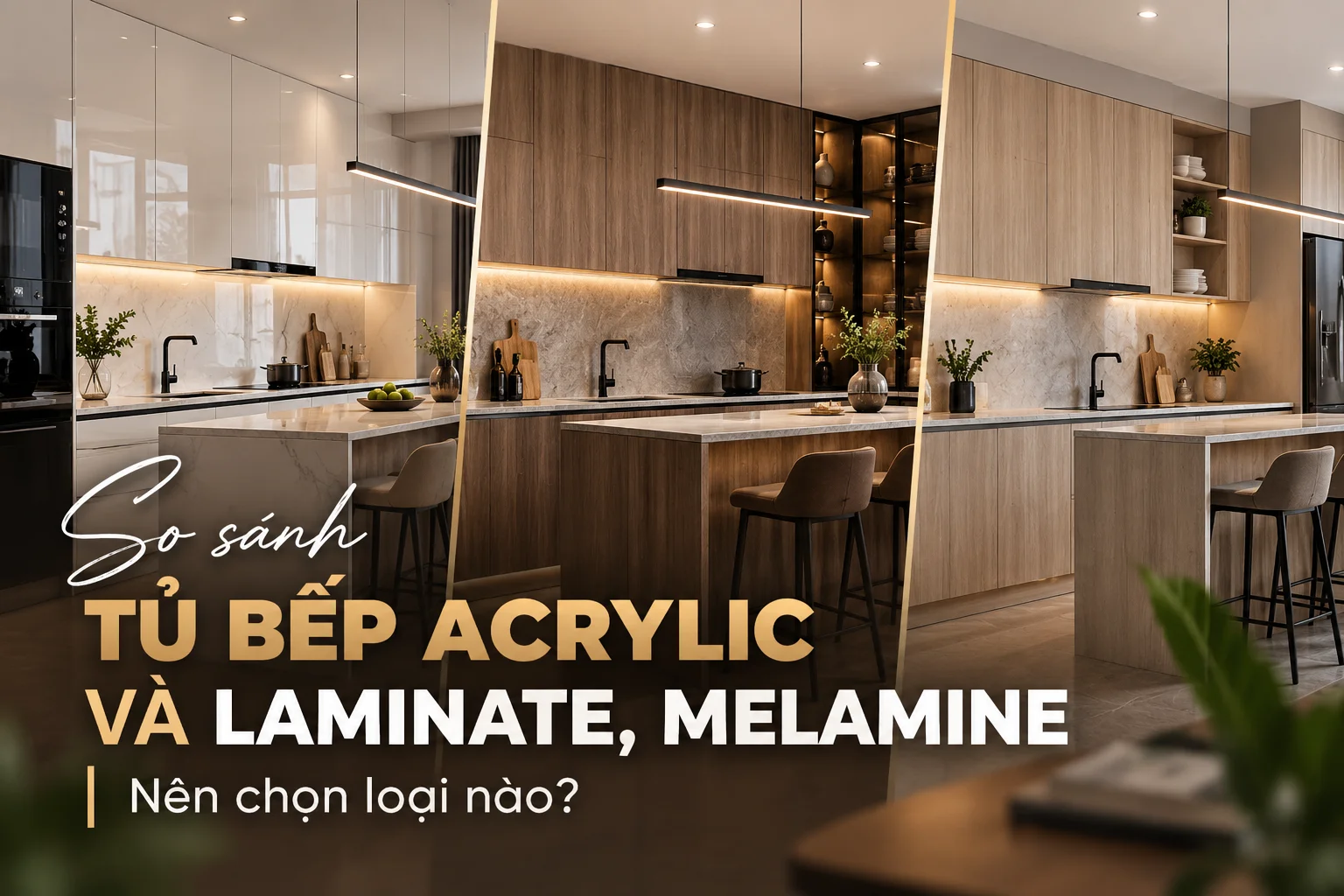So Sánh Tủ Bếp Acrylic Và Laminate, Melamine: Nên Chọn Loại Nào?
