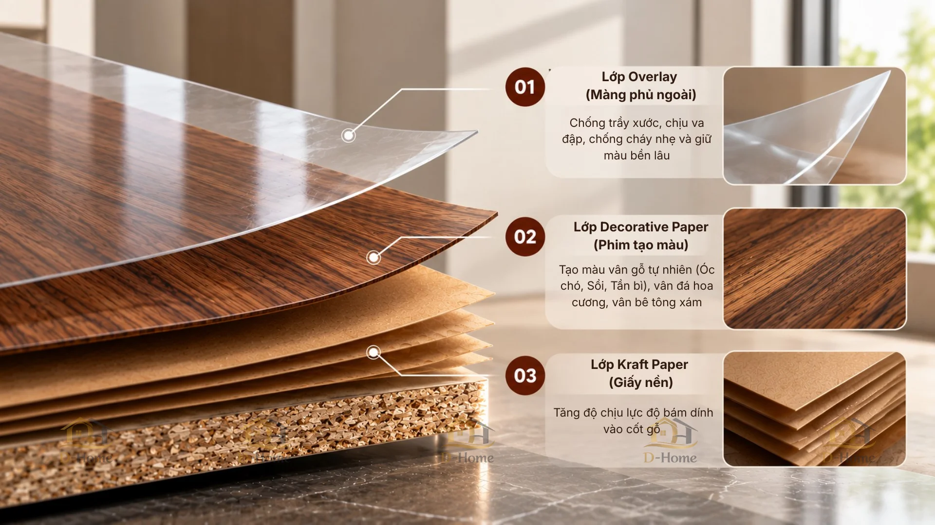 Cấu Tạo Tấm Laminate làm tủ bếp chi tiết