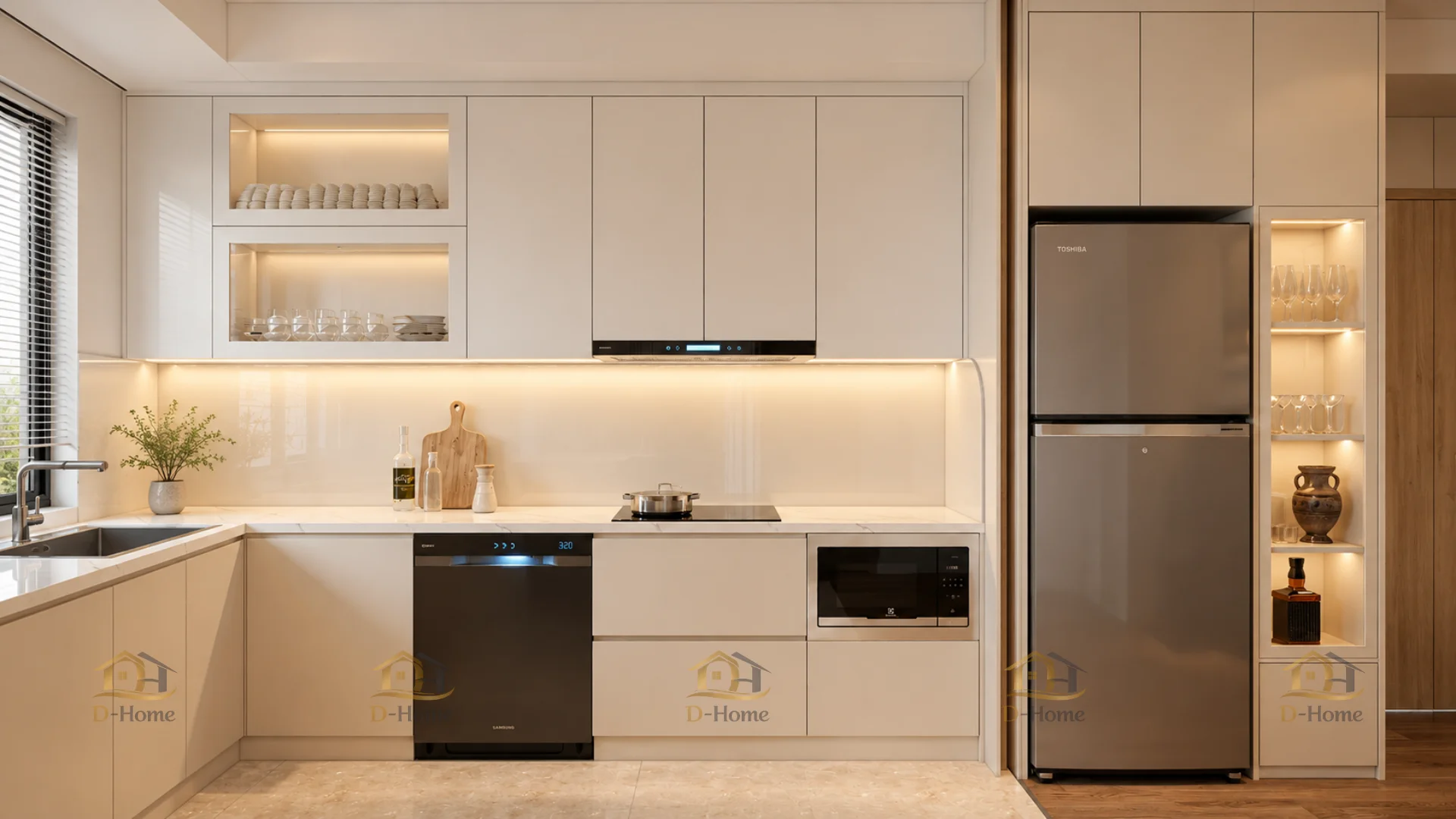 Tủ bếp MDF phủ Melamine lõi xanh chống ẩm chống mối mọt đa dạng mẫu mã màu sắc cho khách hàng lựa chọn
